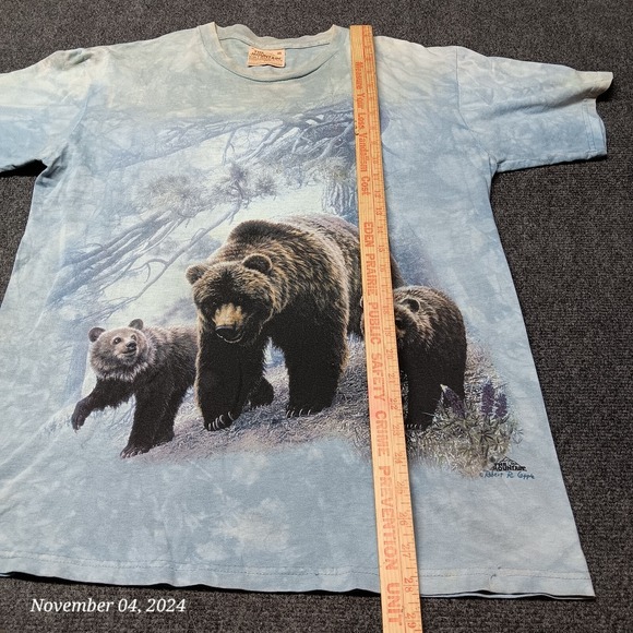 Vintage The Mountain Shirt Adult Medium Blue Grizzly Bears Cubs Robert Apple - Picture 4 of 6